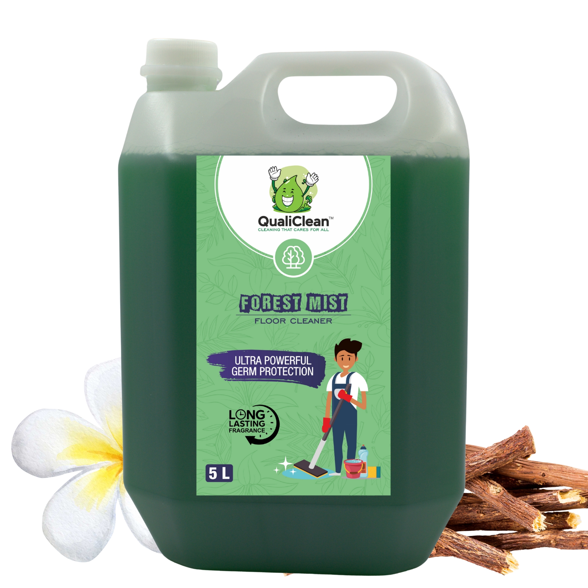 QualiClean Floor Cleaner – 5 Litre Refill | Fragrance-Free & Color-Free | Powerful Dirt & Dust Removal | Safe on All Floor Types | Effective Disinfectant | Natural Shine | Bulk Floor Cleaner