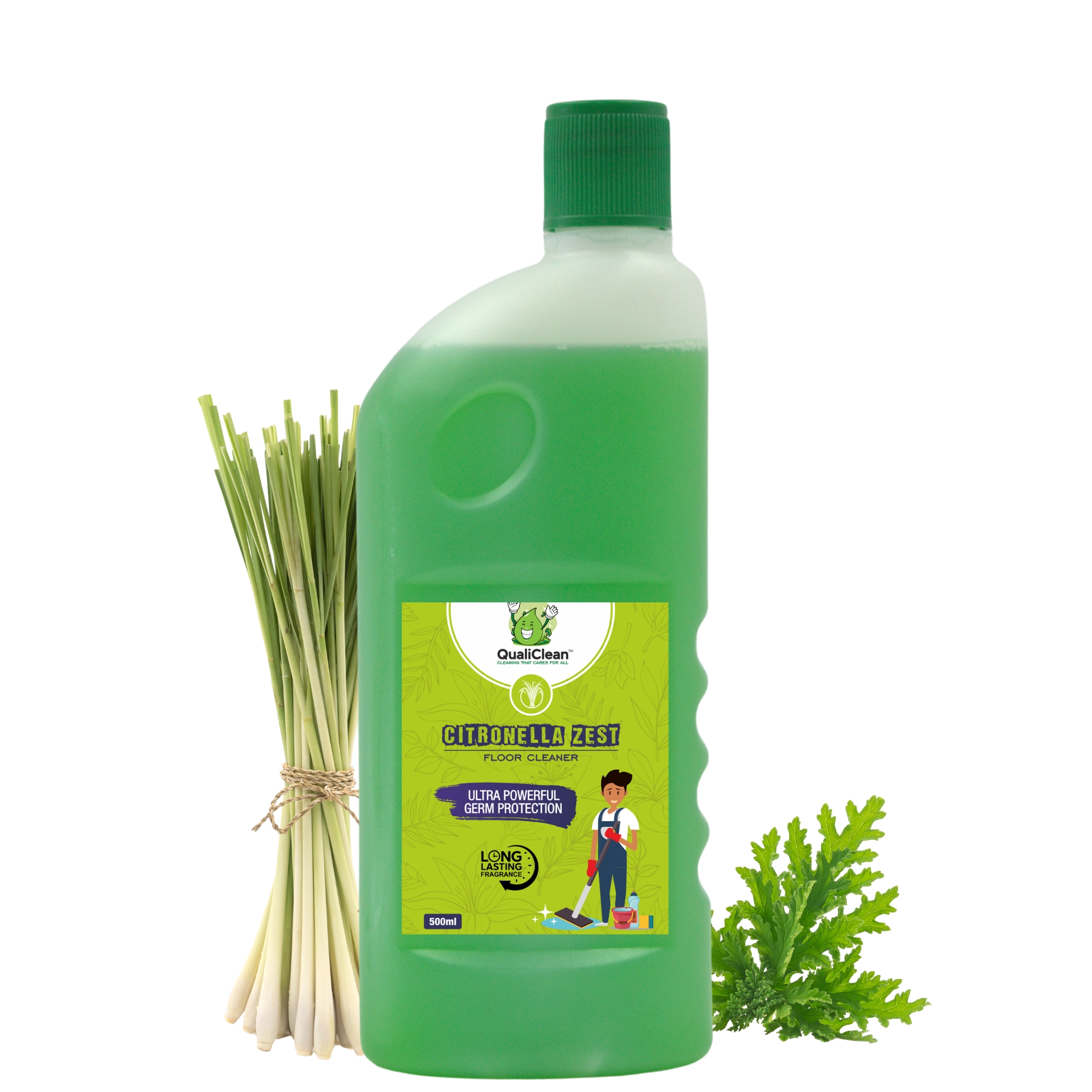 QualiClean Floor Cleaner – 500ml | Citrusy Fresh Fragrance | Powerful Dirt & Dust Removal | Safe on All Floor Types | Effective Disinfectant | Natural Shine | Ready-to-Use Liquid Floor Cleaner